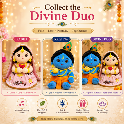 AVS Baby Laddu Gopal Krishna Plush Soft Toy With Music Mantra (20cm)