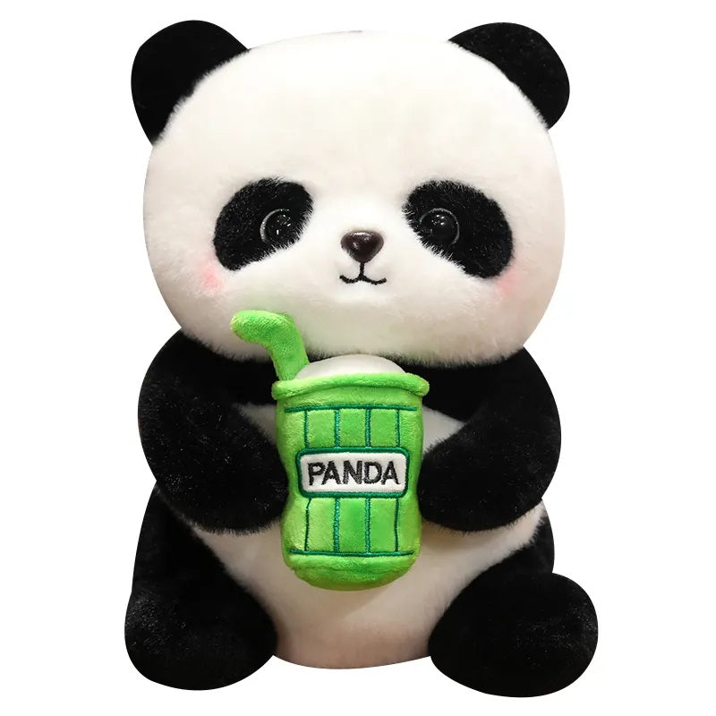AVS Cute Panda with straw Plush Toy – 20 cm | Ultra Soft Huggable