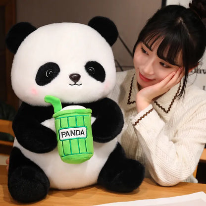 AVS Cute Panda with straw Plush Toy – 20 cm | Ultra Soft Huggable