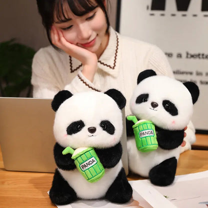 AVS Cute Panda with straw Plush Toy – 20 cm | Ultra Soft Huggable