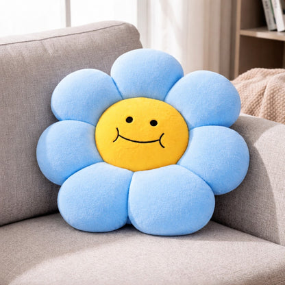 AVS 40cm Smiley Daisy Plush Floor Sunflower Shaped Pillow 7 Petal blue