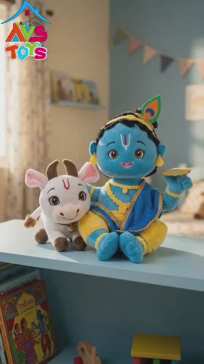AVS Toys Krishna Ji with Cow & Mantra Chanting 28cm