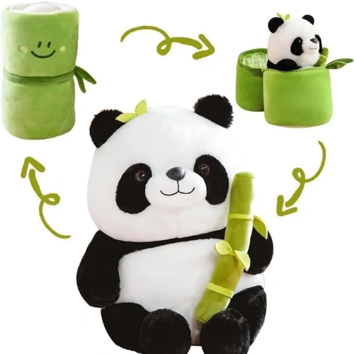 Premium Multicolor Bamboo Panda 9” Plush Toy - Image 2