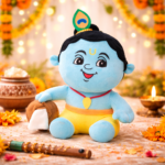AVS Baby Krishna Plush Soft Toy With Music Cute Bal Krishna with Makhan Pot (25cm)