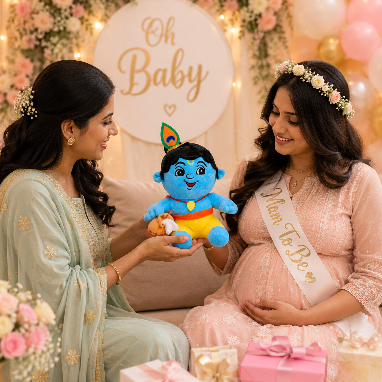 AVS Baby Krishna Plush Soft Toy With Music Cute Bal Krishna with Makhan Pot (25cm) - Image 7
