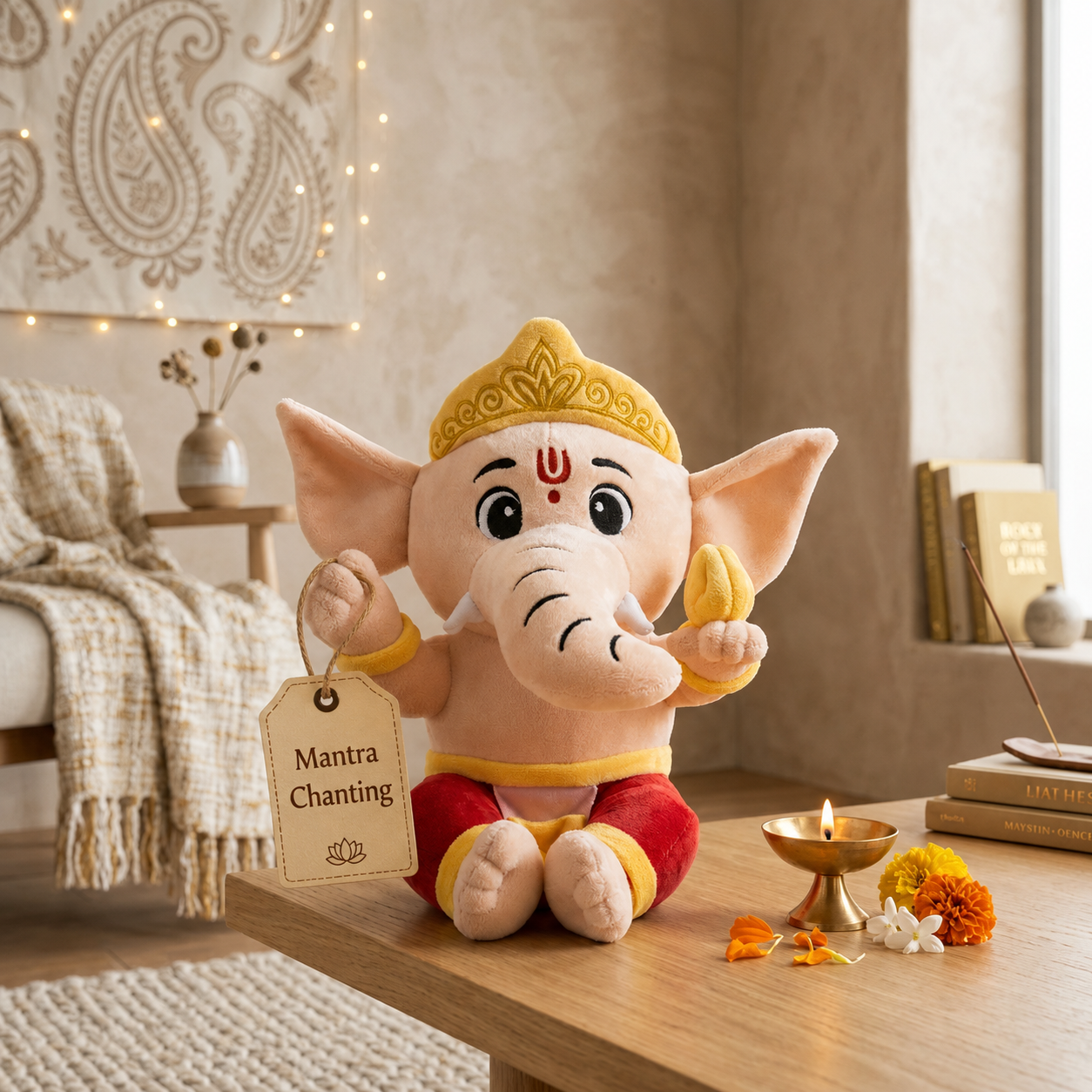 AVS Baby Ganesha Plush Soft Toy With Music Cute Ganpati with Modak (25cm) - Image 1