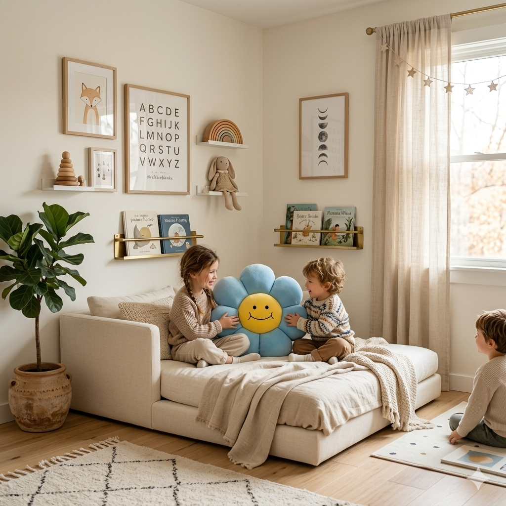 AVS 40cm Smiley Daisy Plush Floor Sunflower Shaped Pillow 7 Petal - Image 3