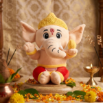 AVS Baby Ganesha Plush Soft Toy With Music Cute Ganpati with Modak (25cm)