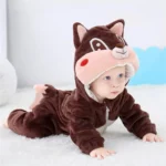 Cute Coffee Cartoon Baby Hooded Jumpsuit for Kids 4-5 Years - Image 2