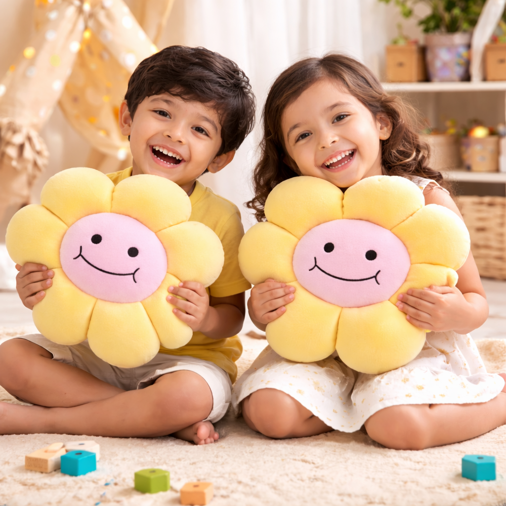 AVS 40cm Smiley Daisy Plush Floor Sunflower Shaped Pillow 7 Petal - Image 1