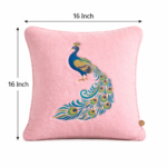 Peacock Embroidered Cushion Cover Set 16x16 Inch Decorative Cushion Covers for Living Room & Bedroom - Image 3