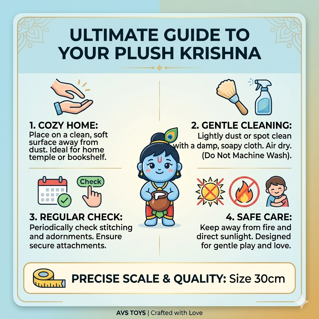 AVS Baby Krishna Soft Toy with Makhan Matki – Premium Plush Doll 30cm - Image 4