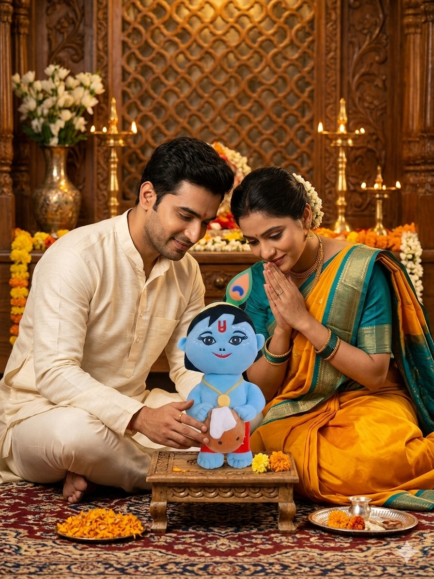 AVS Baby Krishna Soft Toy with Makhan Matki – Premium Plush Doll 30cm - Image 5