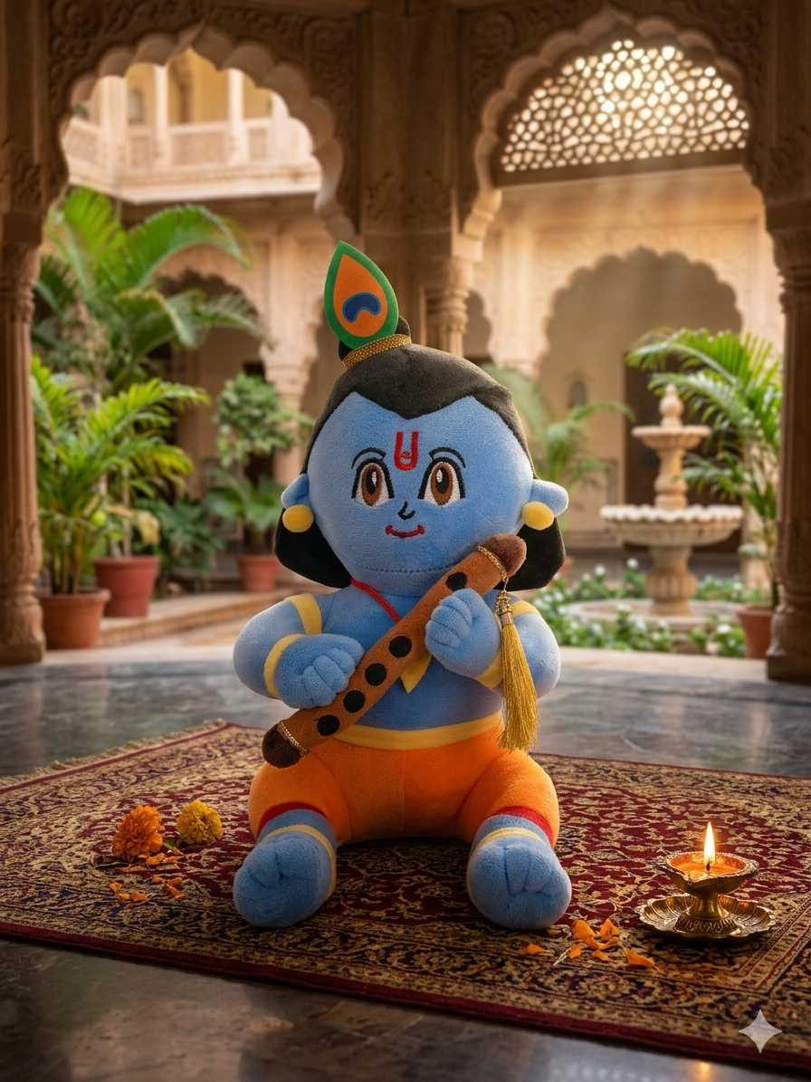 Krishna Ji Soft Plush Toy with Bansuri – Premium 35cm Stuffed Doll - Image 2