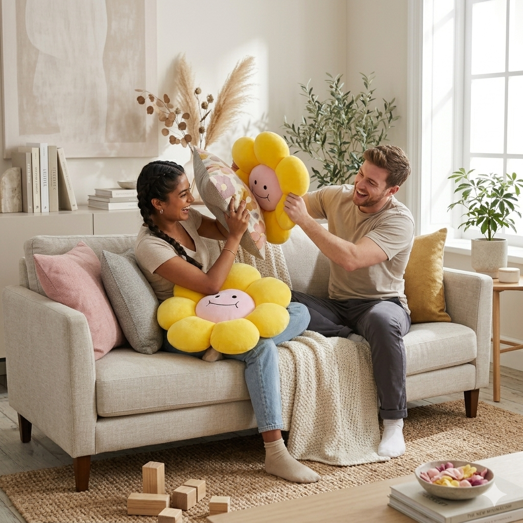 AVS 40cm Smiley Daisy Plush Floor Sunflower Shaped Pillow 7 Petal - Image 3