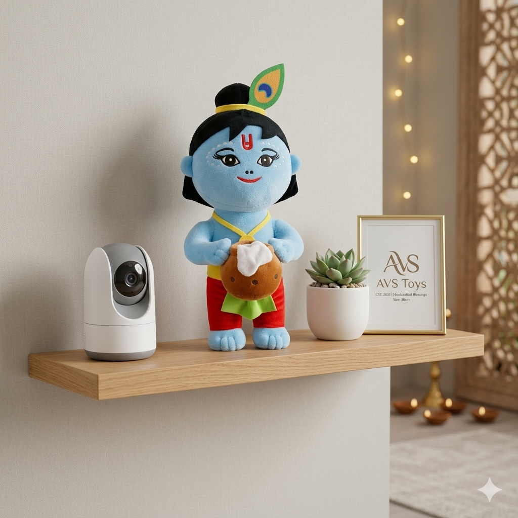 AVS Baby Krishna Soft Toy with Makhan Matki – Premium Plush Doll 30cm - Image 2