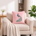 Peacock Embroidered Cushion Cover Set 16x16 Inch Decorative Cushion Covers for Living Room & Bedroom - Image 2