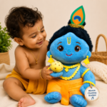 AVS Baby Laddu Gopal Krishna Plush Soft Toy With Music Mantra Cute Bal Krishna with Laddu (20cm) - Image 2